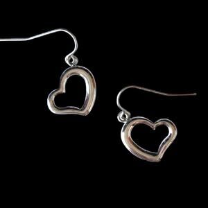 JCM stainless steel open heart dangle earrings